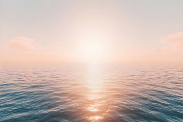 Wall Mural - Calm ocean water at sunset with soft light and clouds.