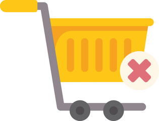 Poster - yellow shopping cart with a red cross mark, representing order cancellation, unavailable product or 