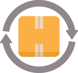 Poster - Cardboard box rotating inside circular arrows representing return process and reverse logistics