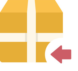 Poster - Simple icon of a package being returned with a left arrow indicating the return direction