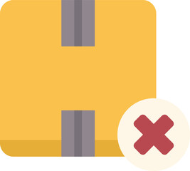Poster - This vector illustration shows a concept of delivery error with a cardboard box and a red cross mark