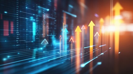 Wall Mural - Abstract arrows and graphs in a business environment, symbolizing the concept of agility and quick adaptation in business