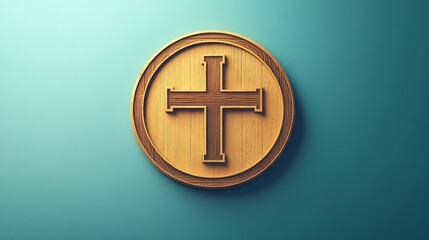 Round Icon with a Cross Symbol, Simple Flat Vector Illustration with Clean Design