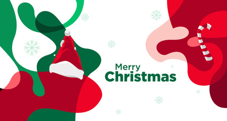 Aufkleber - Merry Christmas card and banner vector illustration in red white and green colors 2024