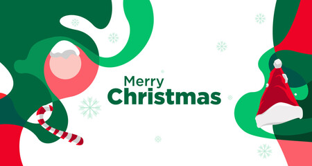 Aufkleber - Merry Christmas card and banner vector illustration in red white and green colors 2024