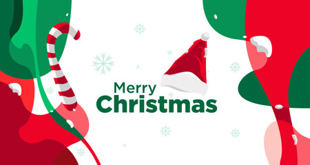 Aufkleber - Merry Christmas card and banner vector illustration in red white and green colors 2024