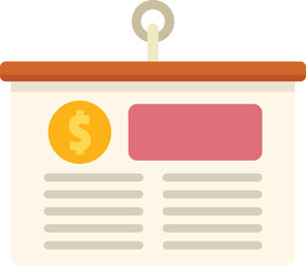 Poster - flipchart presenting financial report with dollar sign, business concept