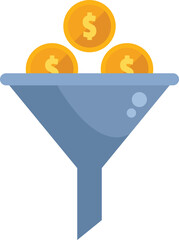 Poster - Blue sales funnel is converting dollar coins into a profitable revenue stream