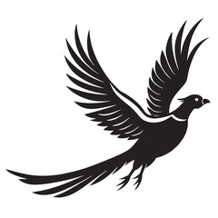 Sticker - Flying pheasant bird silhouette vector illustration