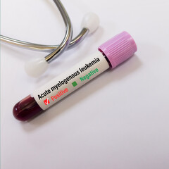 Sticker - Blood sample for Acute myelogenous leukemia (AML) test. It is a rare cancer that affects your bone marrow and blood.