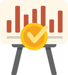 Poster - office whiteboard is showing positive statistics with a check mark icon, indicating a successful bus