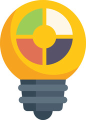 Poster - Light bulb combining pie chart and target marketing concept in flat style