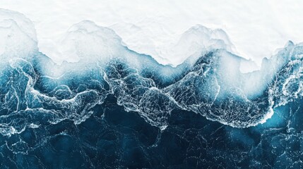 Wall Mural - Ocean Waves and Foam in Aerial View