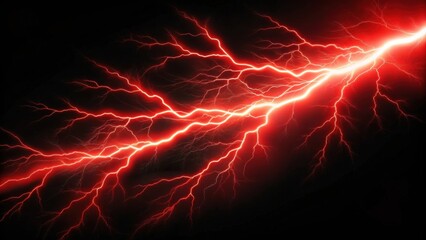 Wall Mural - Red lightning striking on a black background, lightning, red, electric, energy, storm, power, dramatic, dangerous