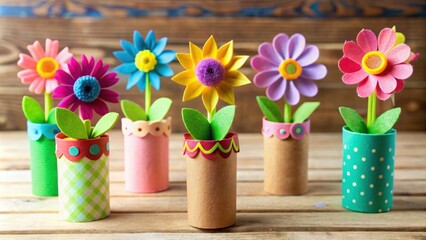 Toilet paper roll craft tutorial for making spring flower toys with recycled materials, craft, DIY, tutorial, kid