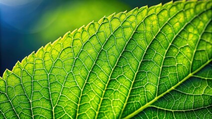 Wall Mural - Macro shot of vibrant green leaf background texture, green, leaf, nature, macro, close-up, background, texture, natural