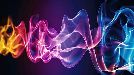 Poster - abstract colorful smoke flowing in a dynamic wave-like motion.