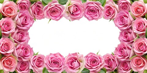 Fresh pink roses frame border isolated, pink, roses, fresh, frame, border, isolated, floral, flowers, delicate