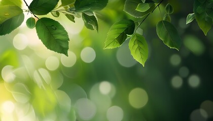 Wall Mural - Springtime Bliss: Green Leaf Surrounded by Bokeh Foliage, Perfect for Nature-Inspired Designs