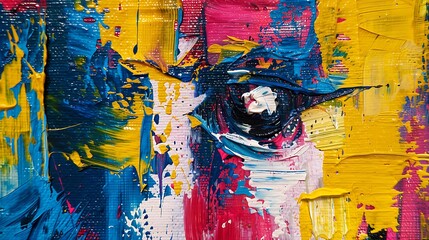 Poster - Close-up detail of an abstract painting, showcasing a riot of vibrant colors and expressive brushstrokes. The textures and colors evoke a sense of depth and movement, captivating the viewer.