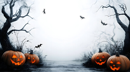 Canvas Print - spooky halloween white background with ample space for text, ideal for advertisements