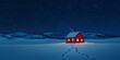 © VALUEINVESTOR - A cozy red house in the middle of an open snowy field under a starry sky, generative AI