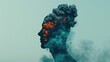 © Intelligent Horizons - Surreal digital of a human face silhouette profile with smoke and toxic clouds emanating from the head representing the concept of pollution