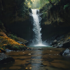 a waterfall that is flowing down a mountain side