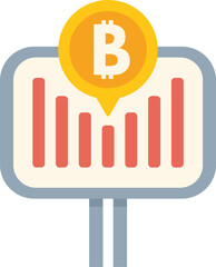 Poster - Bitcoin cryptocurrency symbol as a pin on a chart, showing positive growth