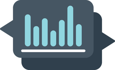 Poster - this vector icon shows a speech bubble containing a growing bar chart, representing data analytics a