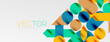 © antishock - Mosaic geometric elements. Colorful circles, round geometric shapes and lines with shadow 3d effects. Simple forms abstract background for wallpaper, banner, template or landing