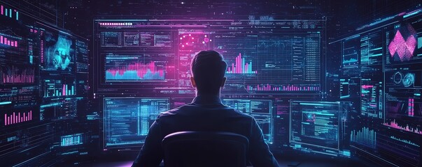 Leinwandbilder - Businessman with data management system by AI artificial intelligence technology to make report with KPI and metrics connected to database finance