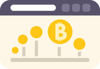 Poster - Website showing a chart with a bitcoin symbol and a growing up trend