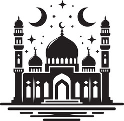 Beautiful mosque silhouette vector illustration isolated on a white background