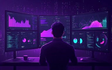 Aufkleber - Business analytics concept, data analyzing financial statistics, market research Businessman with data analysis and reporting plans, display dashboard charts on virtual screen