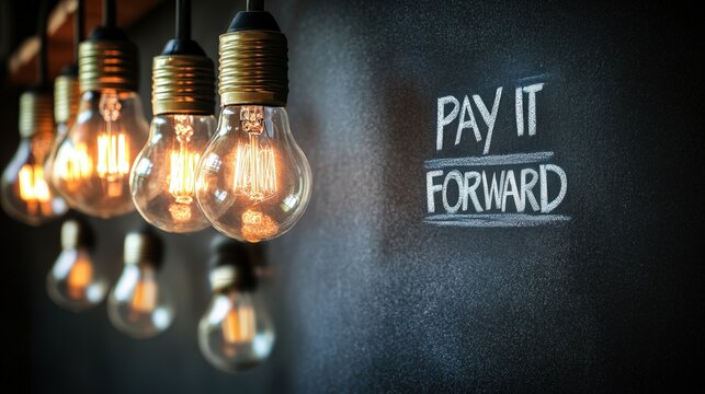 Pay It Forward  Inspiring Lightbulb and Chalkboard Concept