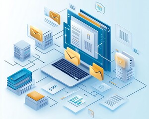 Poster - document management concept, file access, document sharing, documentation database and managing files online document