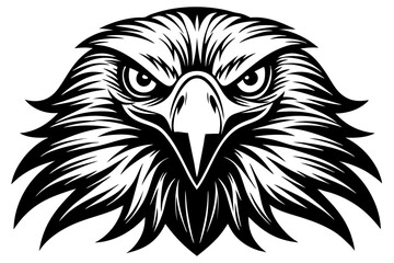 Wall Mural - Eagle Head Black and White Vector Illustration, eagle face silhouette icon