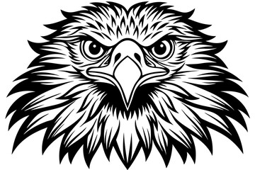 Wall Mural - Eagle Head Black and White Vector Illustration, eagle face silhouette icon