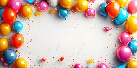 Wall Mural - frame made of colorful balloons with copy space.