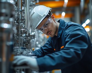 Aufkleber - Engineer Operator At Factory Doing Technology Process