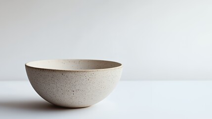 A speckled white ceramic bowl on a white background.