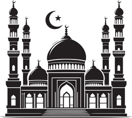 Wall Mural - Beautiful mosque silhouette vector illustration isolated on a white background