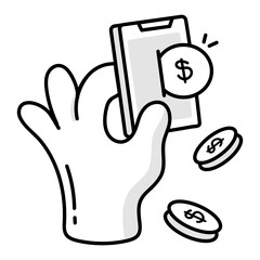 Wall Mural - Online payment icon in doodle style 

