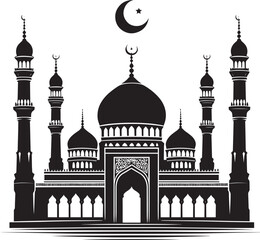 Beautiful mosque silhouette vector illustration isolated on a white background