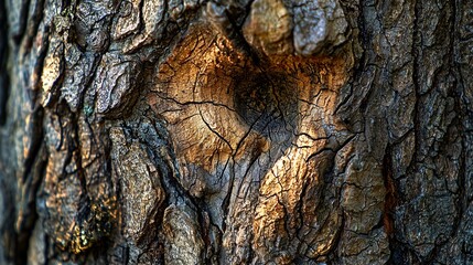 An up-close view of a gnarled tree trunk reveals its rich textures and age-old beauty through intricate patterns and earthy hues.