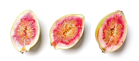 Sticker - Guava Fruit Sliced On White Background