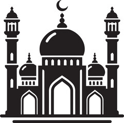 Wall Mural - Beautiful mosque silhouette vector illustration isolated on a white background