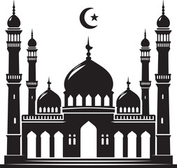 Beautiful mosque silhouette vector illustration isolated on a white background