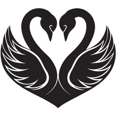 Sticker - Swan love silhouette vector on a white background